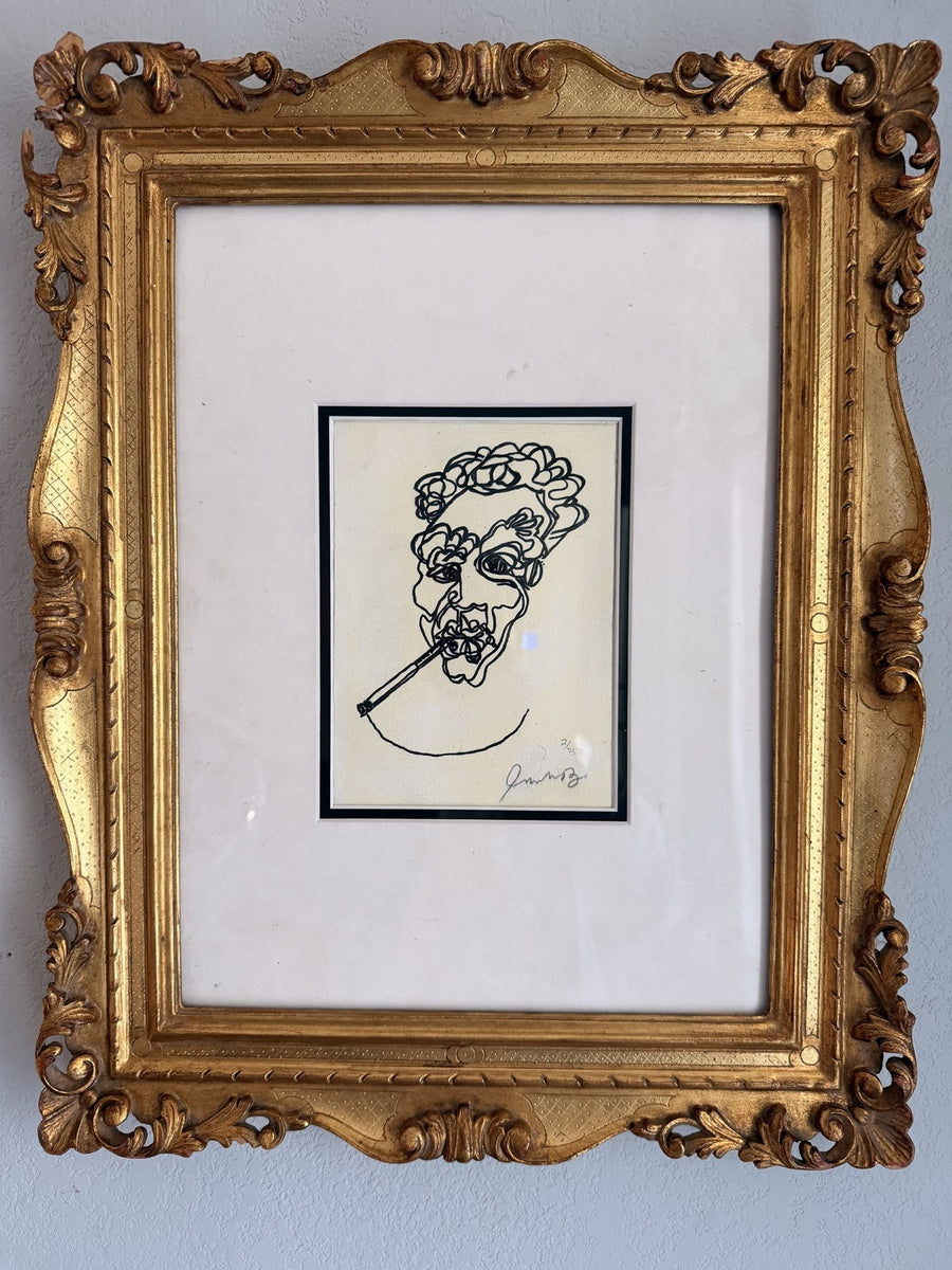 One Line Marker Drawing 1985 w/ Basquiat Estate COA - UNVERIFIED Sold As-Is