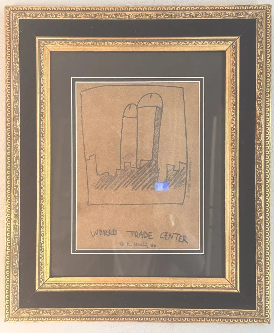 Keith Haring (Attributed) World Trade Center Drawing on Paper - Unauthenticated