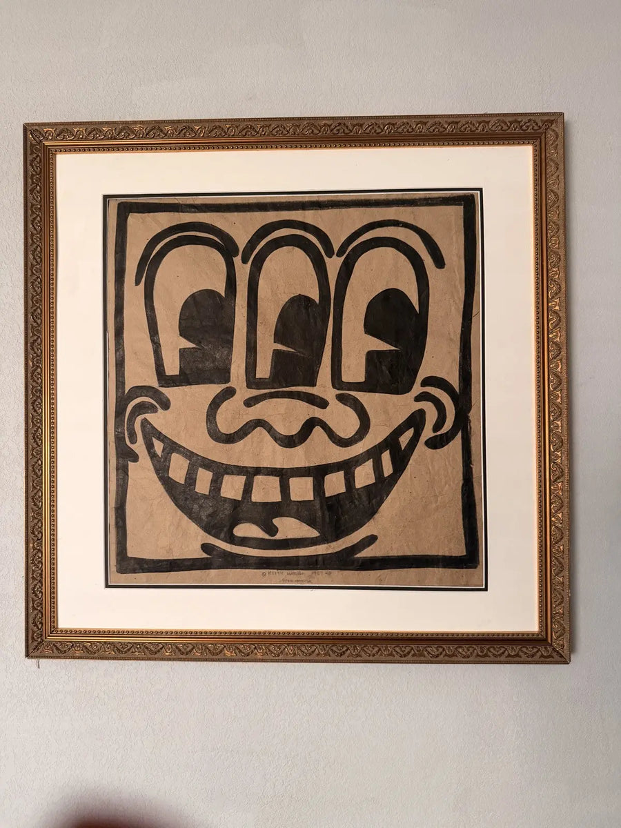 Keith Haring (Attributed) Marker Drawing on Paper Bag Signed - Unauthenticated