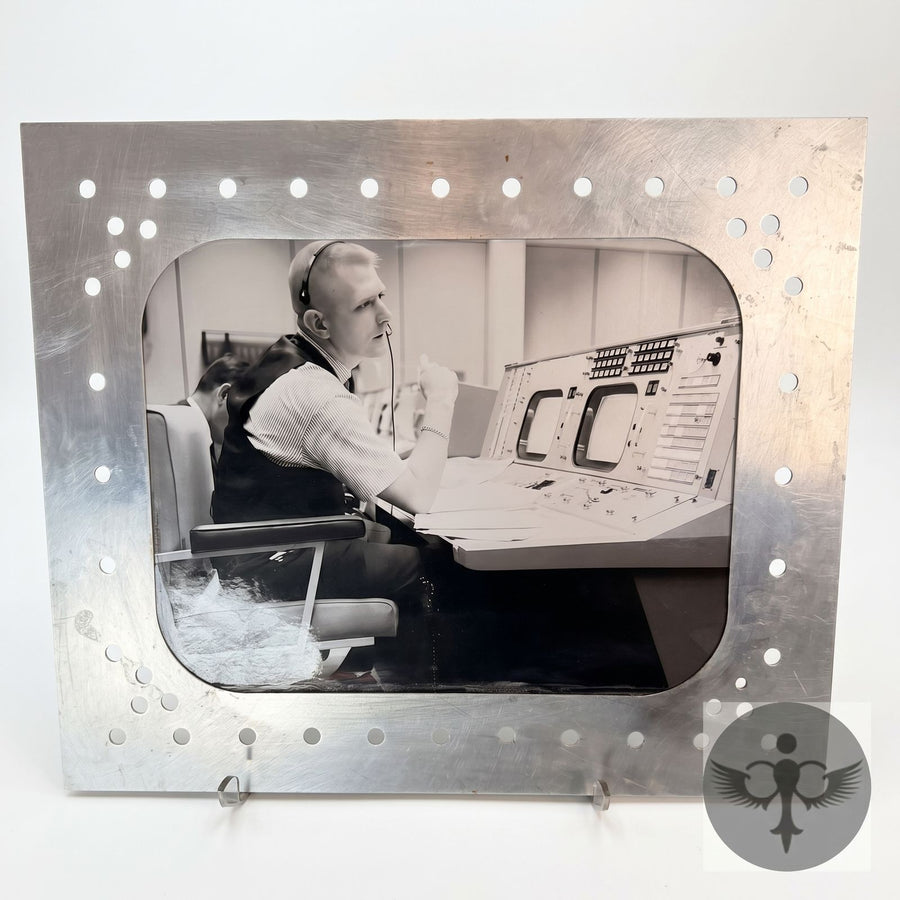 Apollo Mission Control NASA Photo 16x20 OOAK in Distressed Aluminum Frame