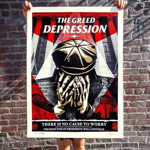 Shepard Fairey x NoName The Greed Depression Dual Signed Screen Print 2020 /300