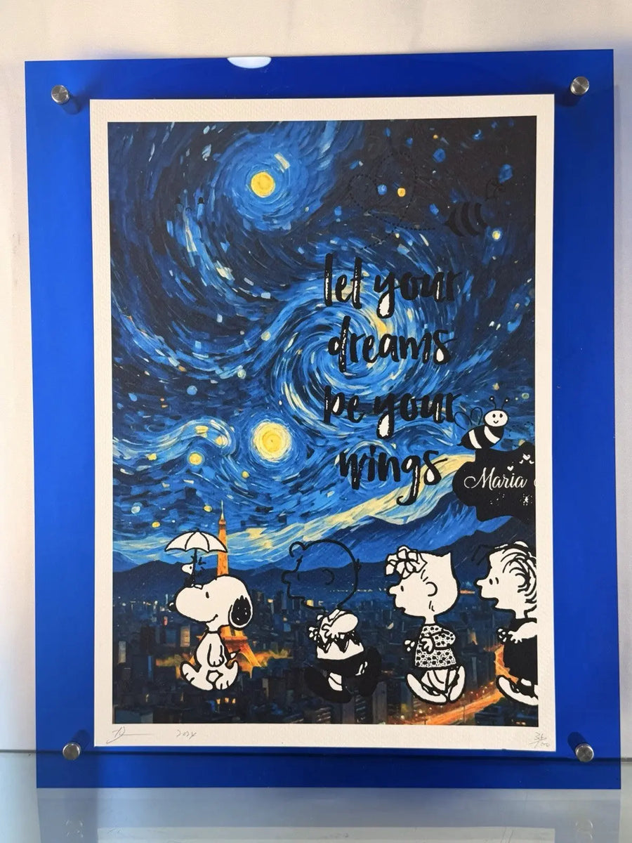 Death NYC Snoopy Umbrella Tokyo Tower Van Gogh Starry Night Signed Print 2024