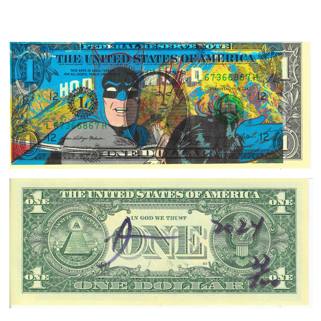 Death NYC Batman Dollar Bill Art Signed Numbered COA Comic Pop Street Art