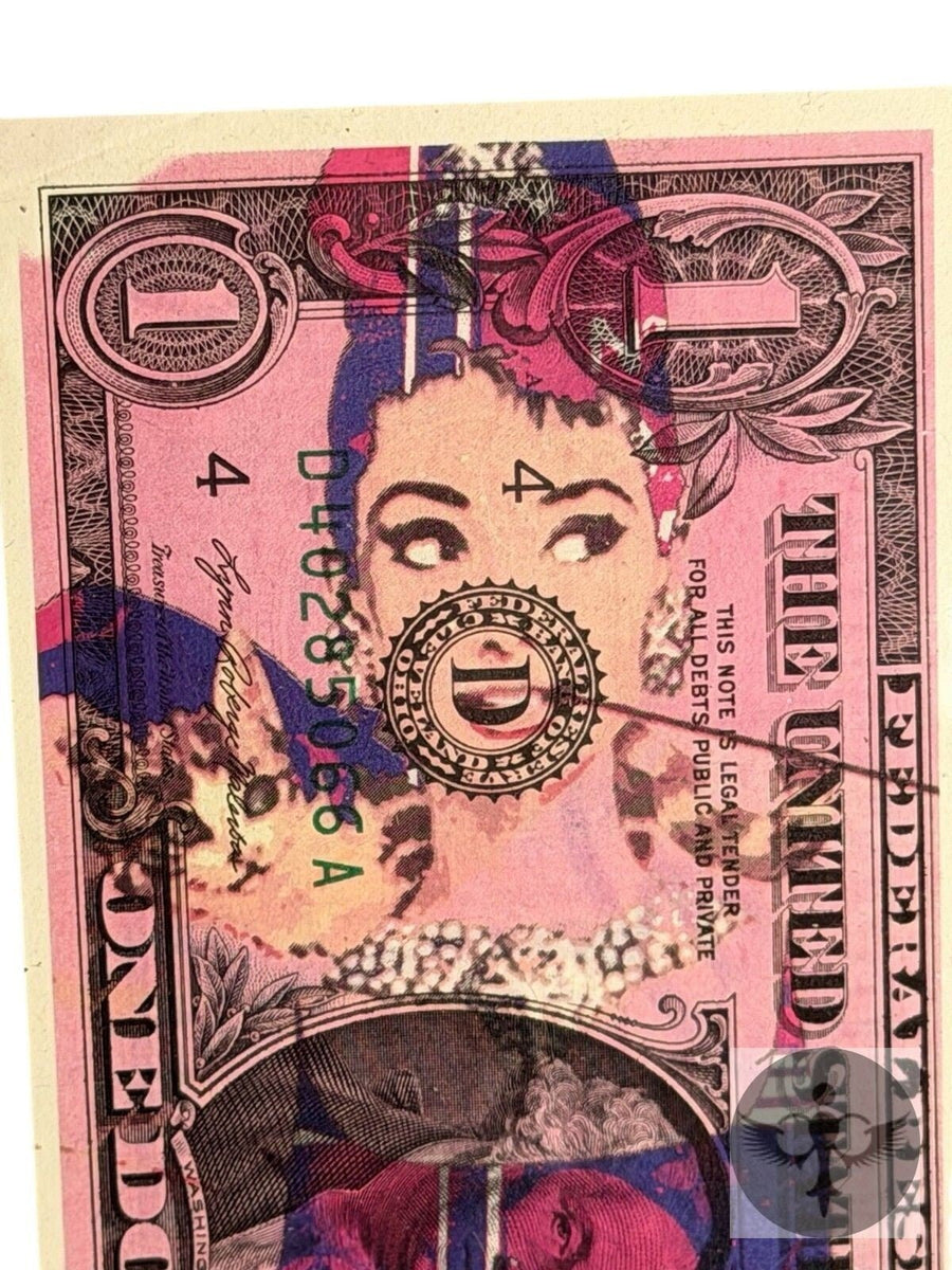 Death NYC — Audrey Hepburn × Chanel $1 Bill Art, 100, Framed - Gauntlet Gallery