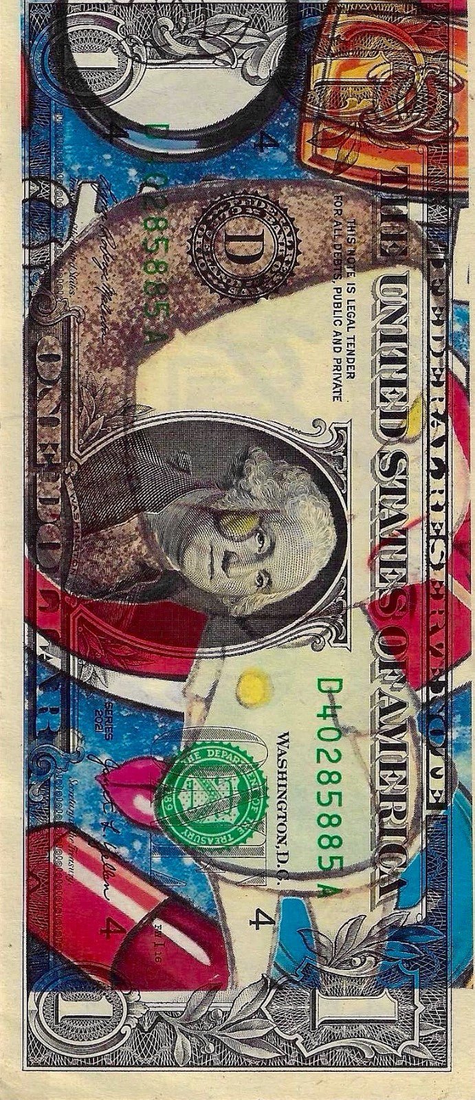 Death NYC –Yoshitomo Nara Girl $1 Dollar Bill Signed & Numbered RARE! - Gauntlet Gallery