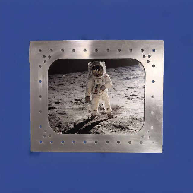 Apollo 11 Astronaut on the Moon NASA Photo Riveted Aluminum Spacecraft Frame
