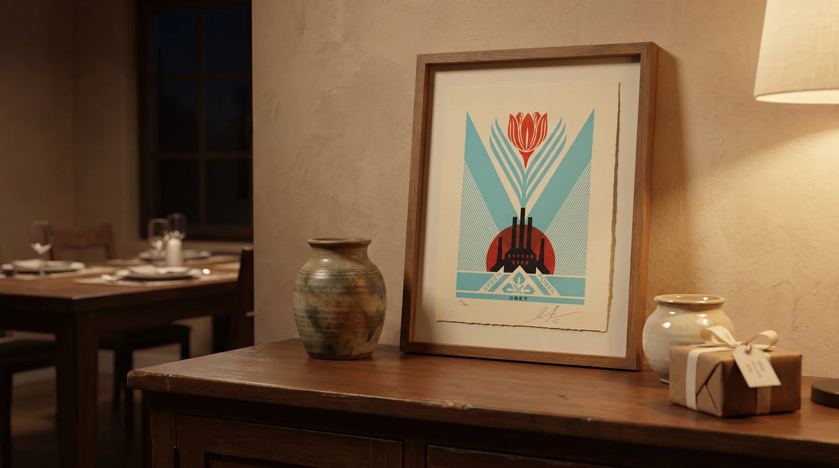 Illustrative interior featuring Shepard Fairey Green Power Factory