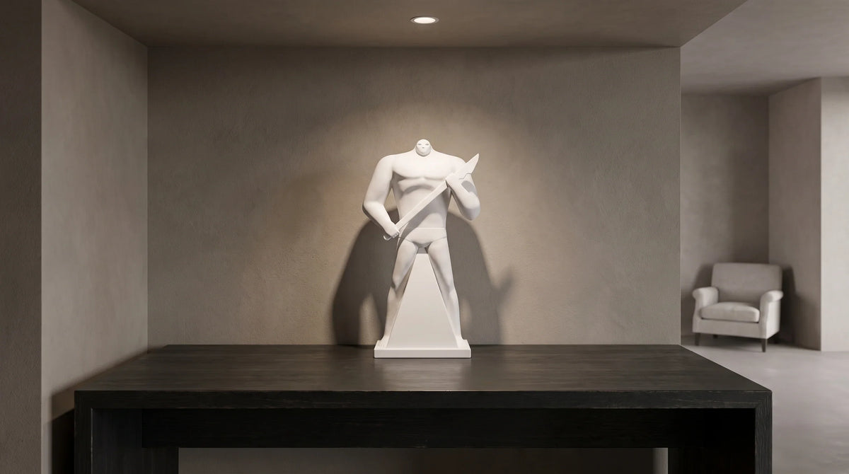 AI interior concept for cleon peterson power: a white sculpture with a strong presence