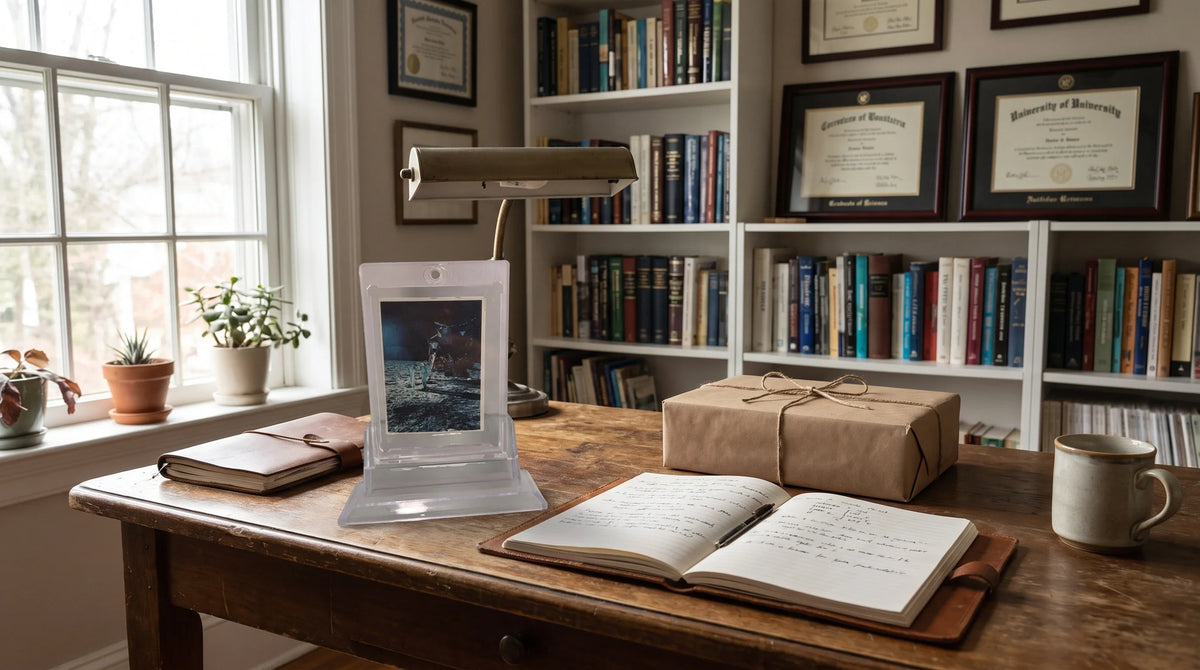 Illustrative interior featuring 1969 Space Candy Buzz Aldrin Apollo 11 On The Moon Card #19 Taylor-Reed Display