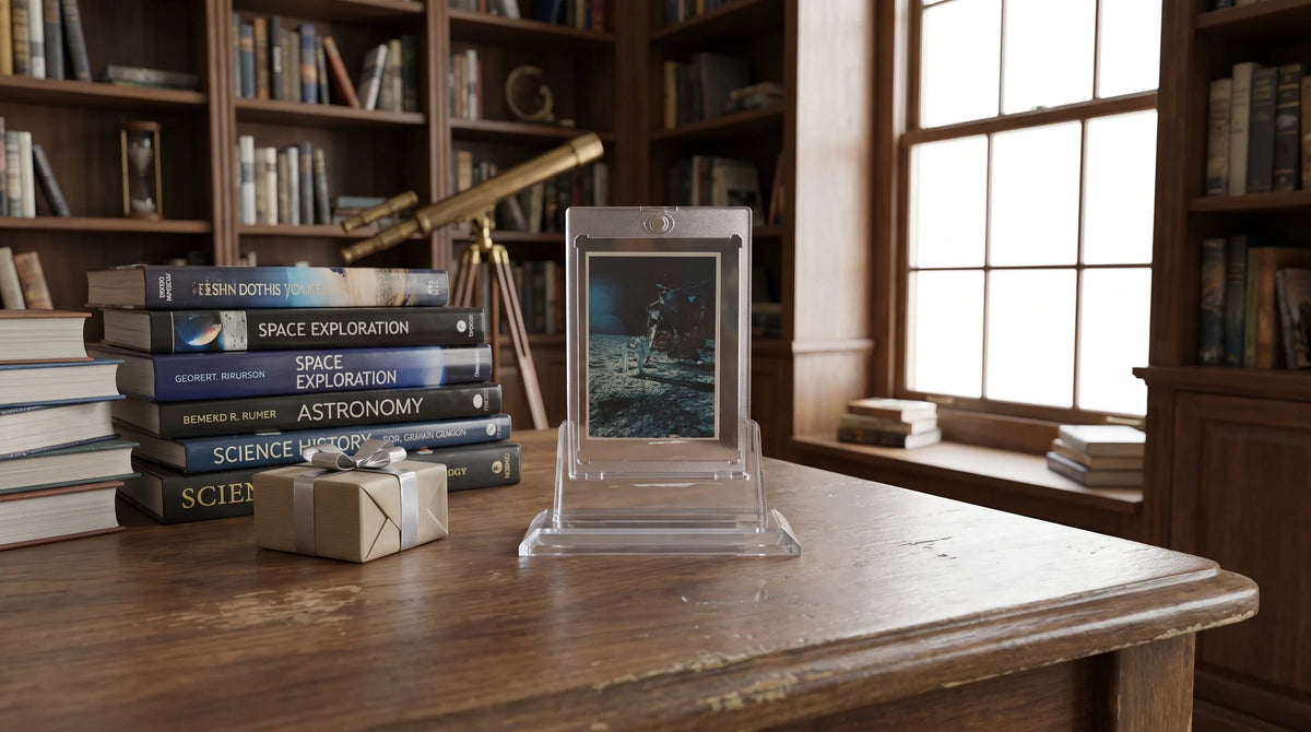 Illustrative interior featuring 1969 Space Candy Buzz Aldrin Apollo 11 On The Moon Card #19 Taylor-Reed Display