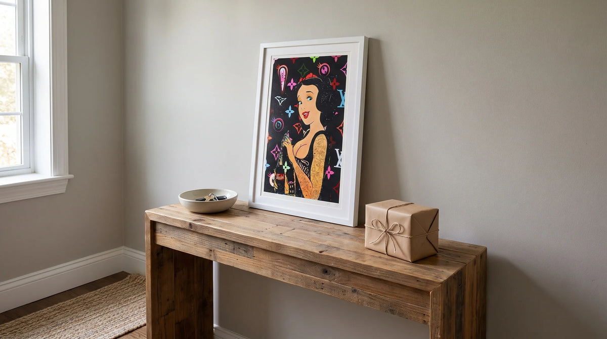 Illustrative interior featuring Tattooed Snow White Framed Print by Death NYC -