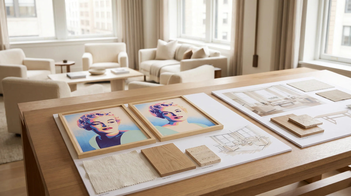 AI interior concept for presenting an art proposal a client can actually decide on