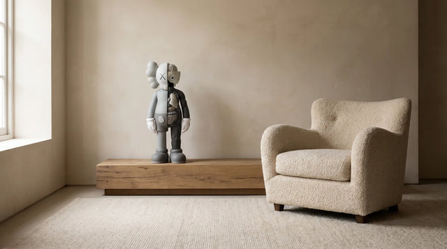 KAWS Companion as Sculpture in a Grown-Up Living Room
