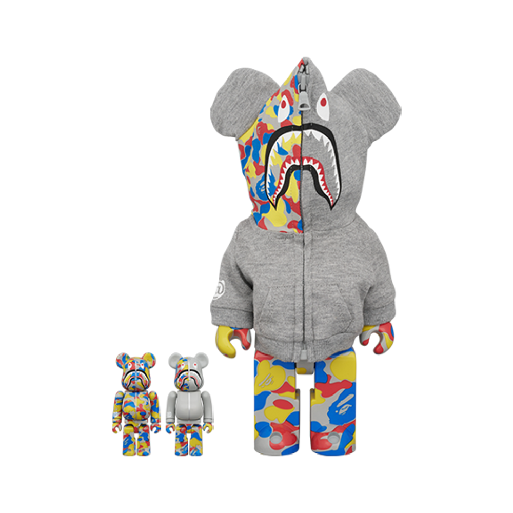 BAPE CAMO SHARK MCT 30th Anniversary BE@RBRICK three-piece set reference.