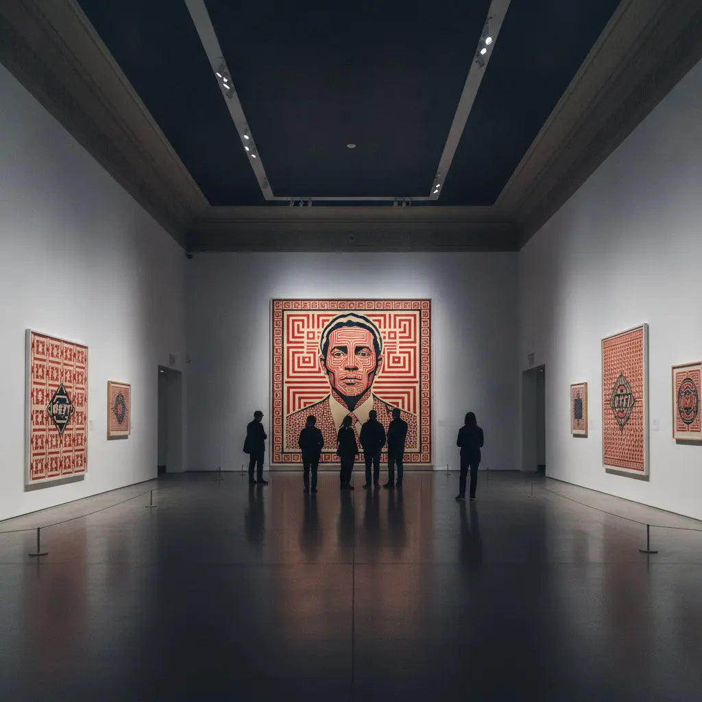 Shepard Fairey museum retrospective gallery interior