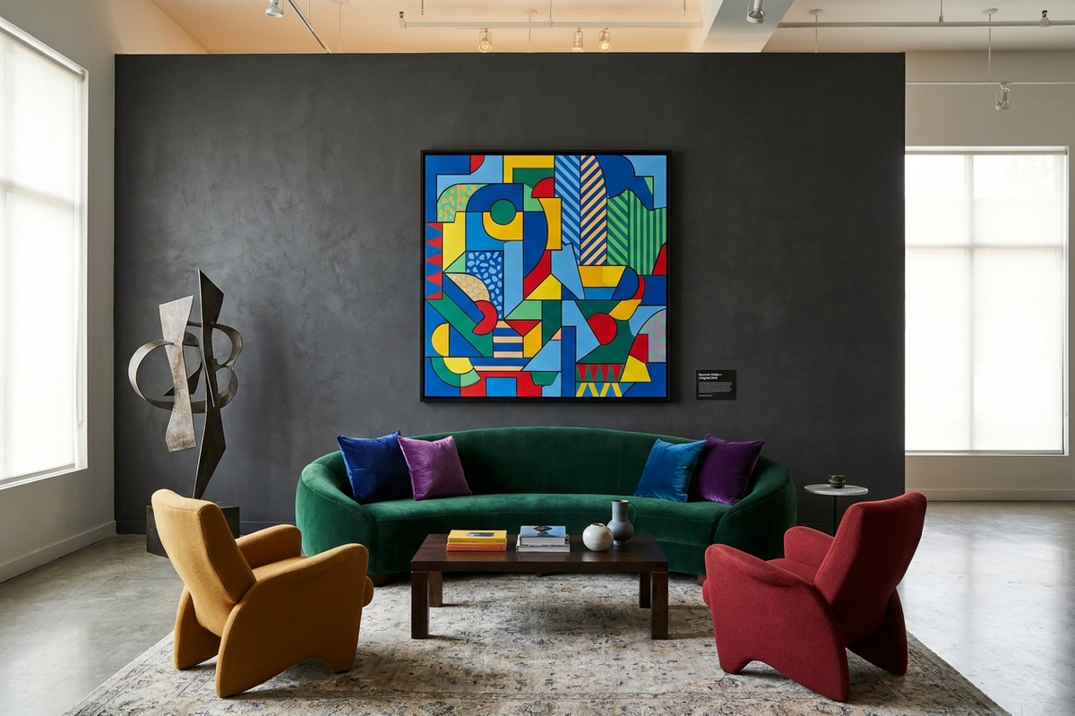 Editorial interior illustration for Mr Brainwash in Interior Design: Giving Pop Street Art Enough Room
