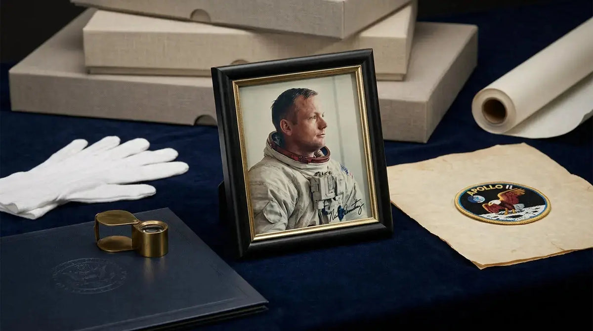 Neil Armstrong Helmet Off Looking Right Signed by Neil Armstrong: Collector Guide, Rarity & Value - Gauntlet Gallery