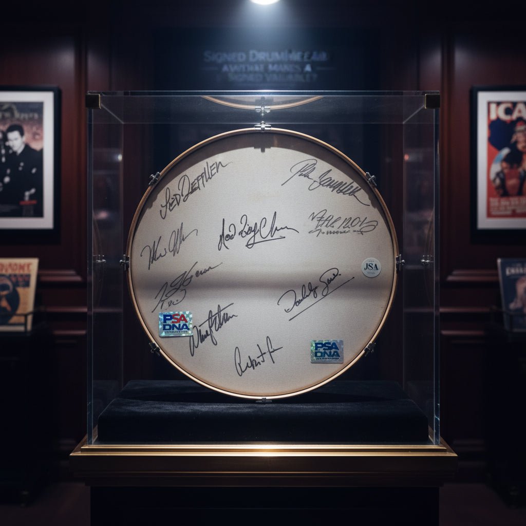 Signed Drumhead Authentication — What Makes a Signed Drumhead Valuable? - Gauntlet Gallery
