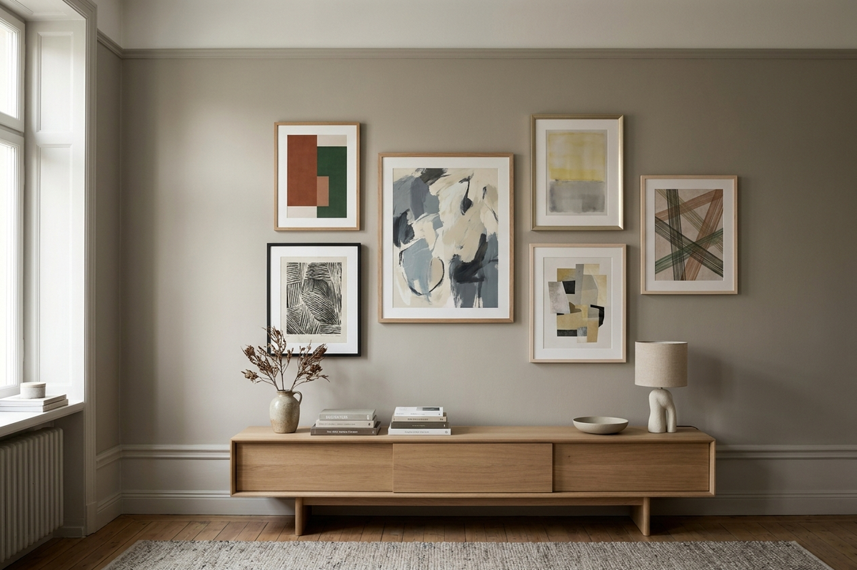 Editorial interior illustration for How to Build a Street Art Gallery Wall That Looks Collected, Not Crowded