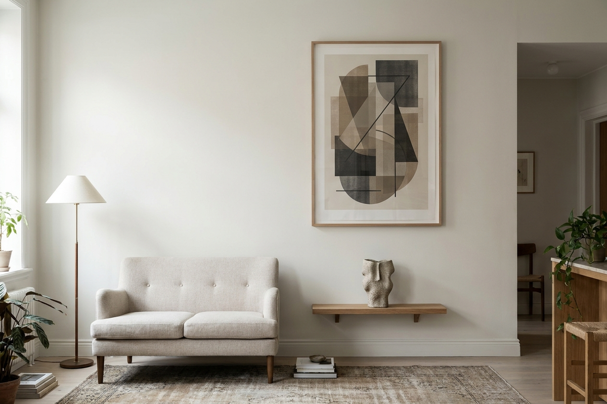 Editorial interior illustration for Street Art in Small Spaces: How One Print Can Carry a Room