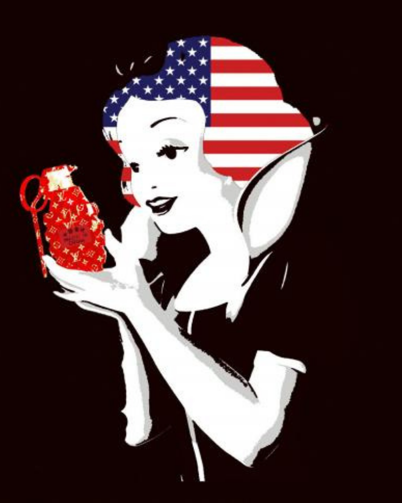Death NYC — Snow White with American flag hair and Louis Vuitton grenade