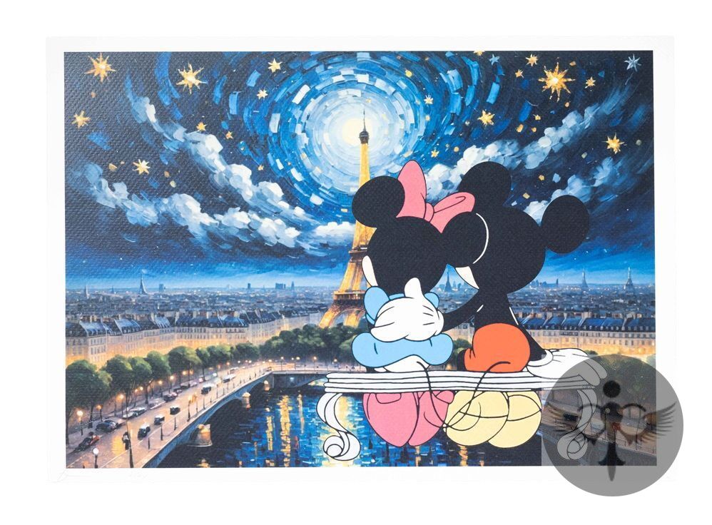 Mickey & Minnie Mouse Paris Eiffel Tower Print /100