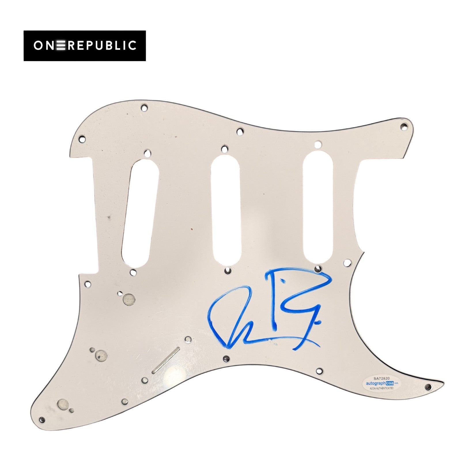 OneRepublic Ryan Tedder Brent Kutzle Signed Guitar Pickguard ACOA SA72520
