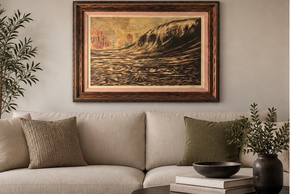 Shepard Fairey Dark Wave HUGE 36x24 Signed Framed Ocean Print OBEY
