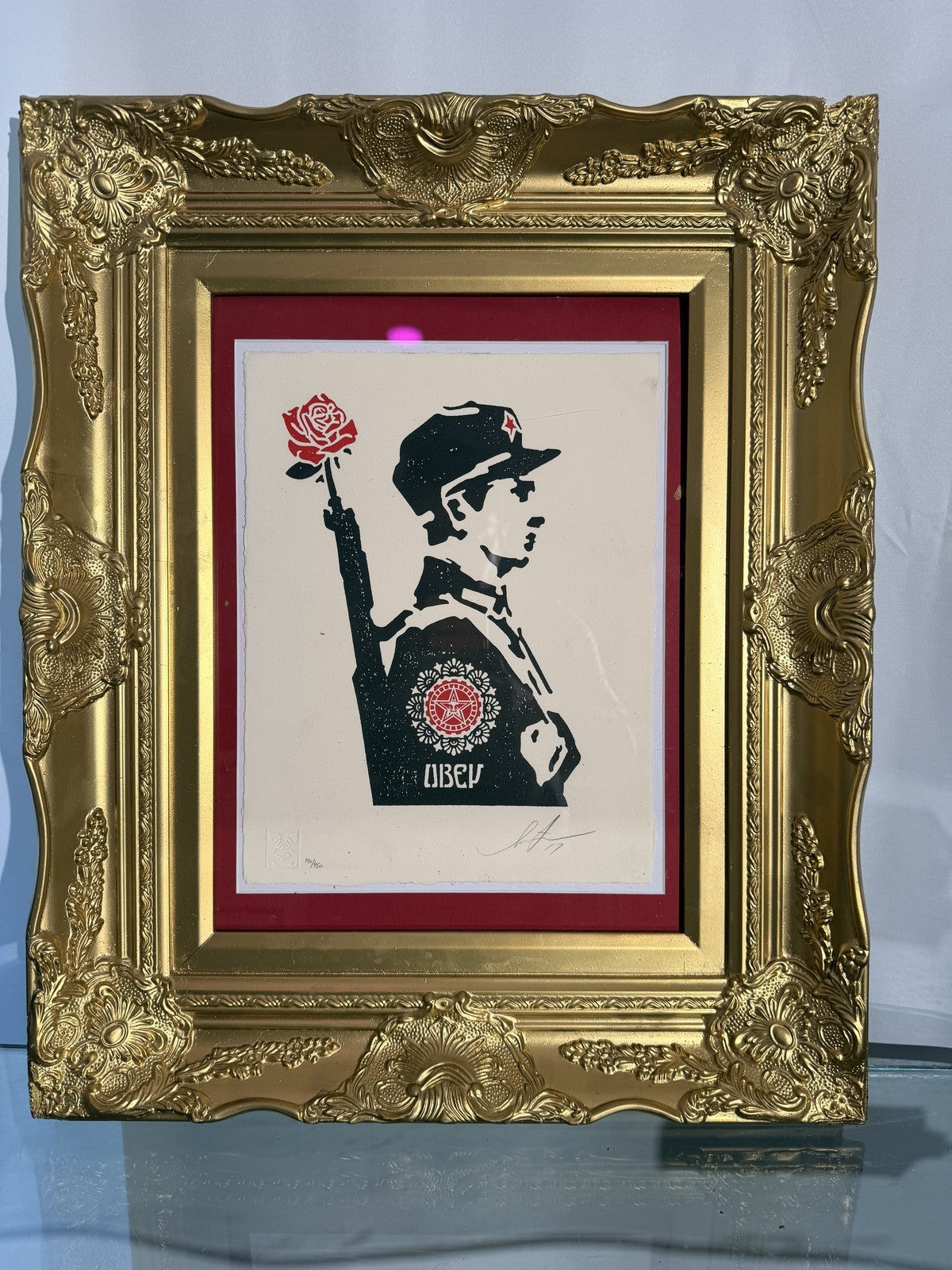 Shepard Fairey Chinese Soldier Signed Numbered 140/450 Letterpress OBEY Framed