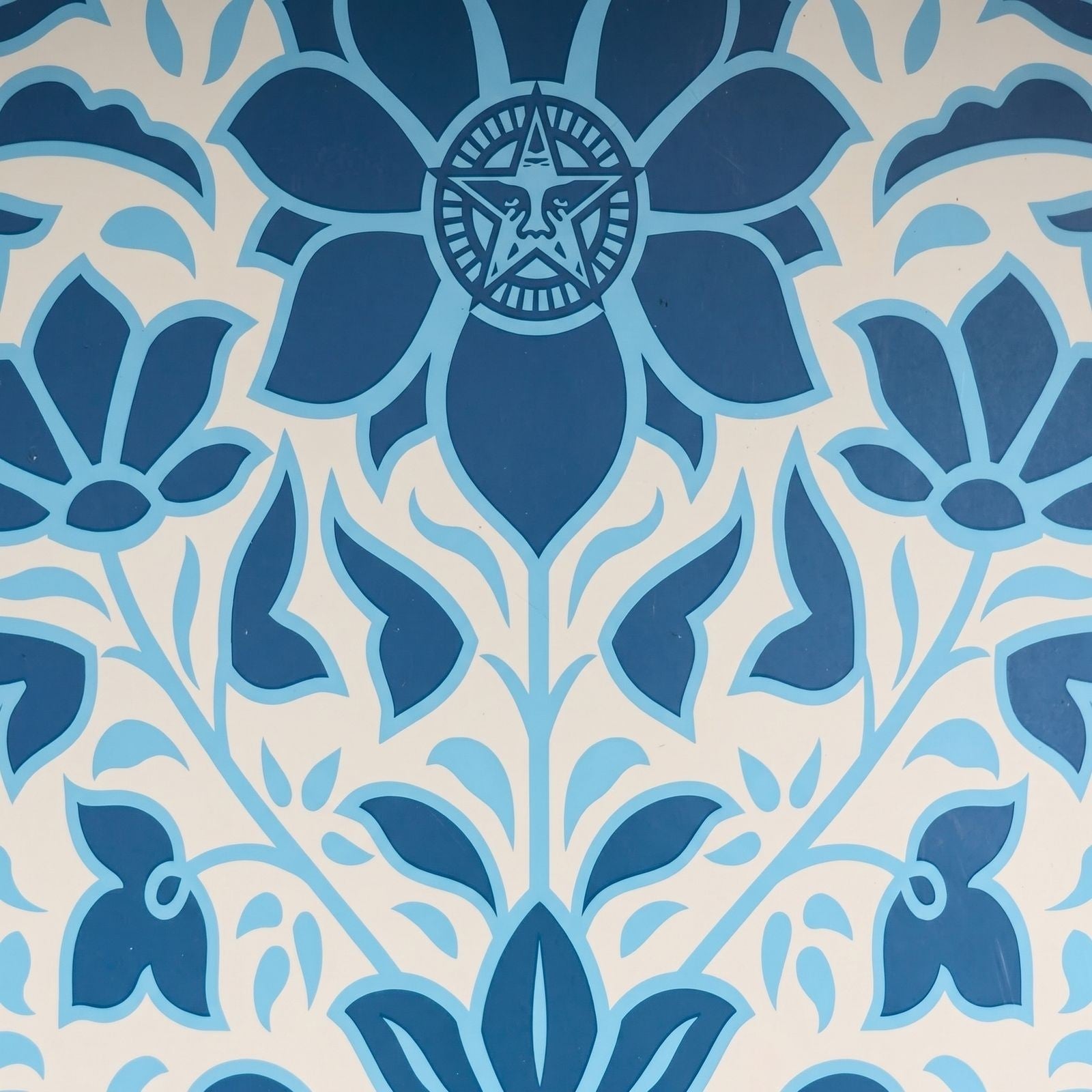 Shepard Fairey Signed Deco Floral Pattern (Blue) S/N Rare