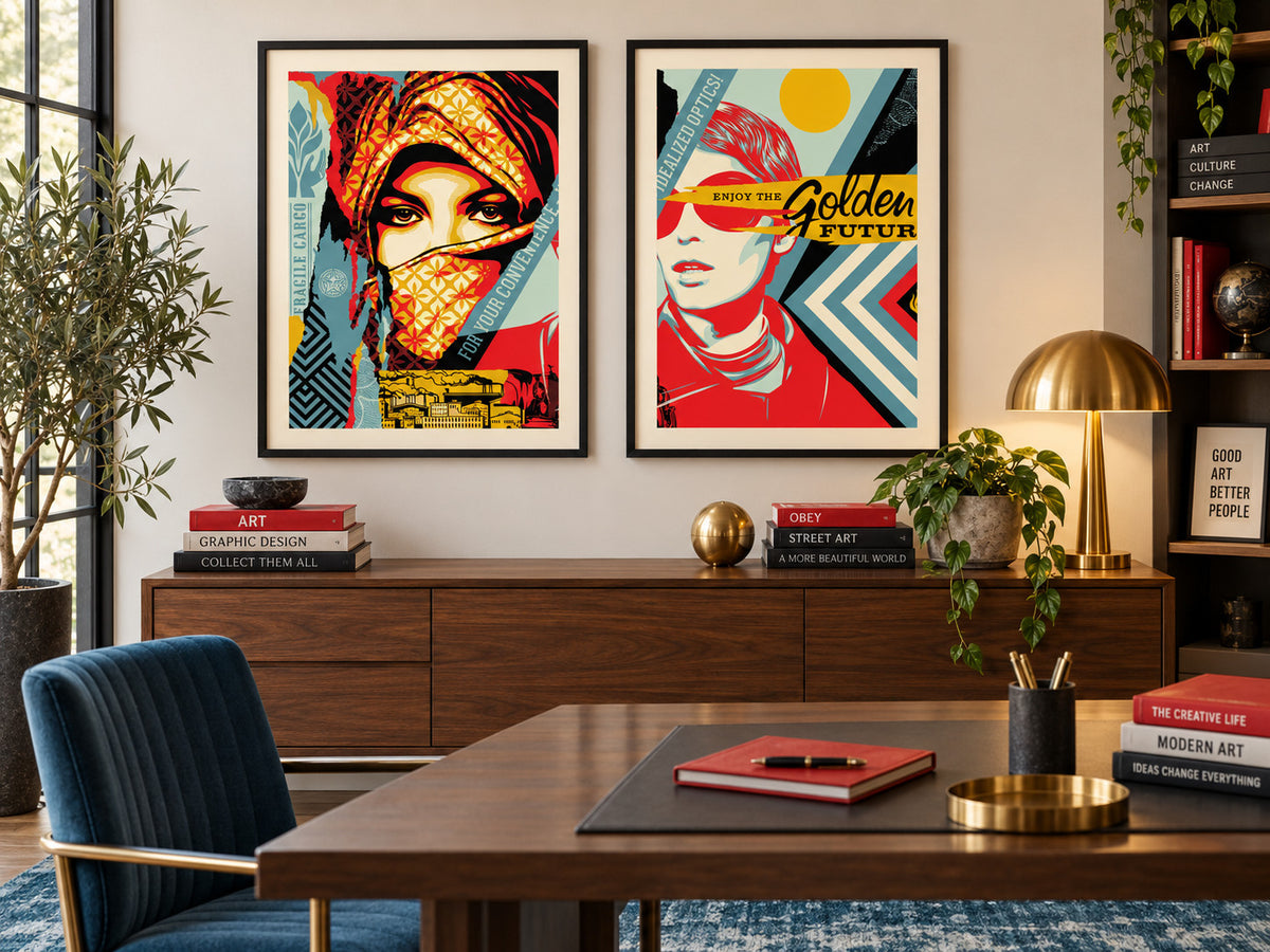Shepard Fairey Golden Future for Some 2017 Signed Diptych Set 359/450 OBEY — listing photograph 6