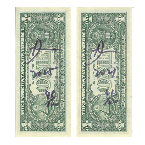 Death NYC Audrey Hepburn Dollar Bill Art Set of 2 Signed Numbered COA