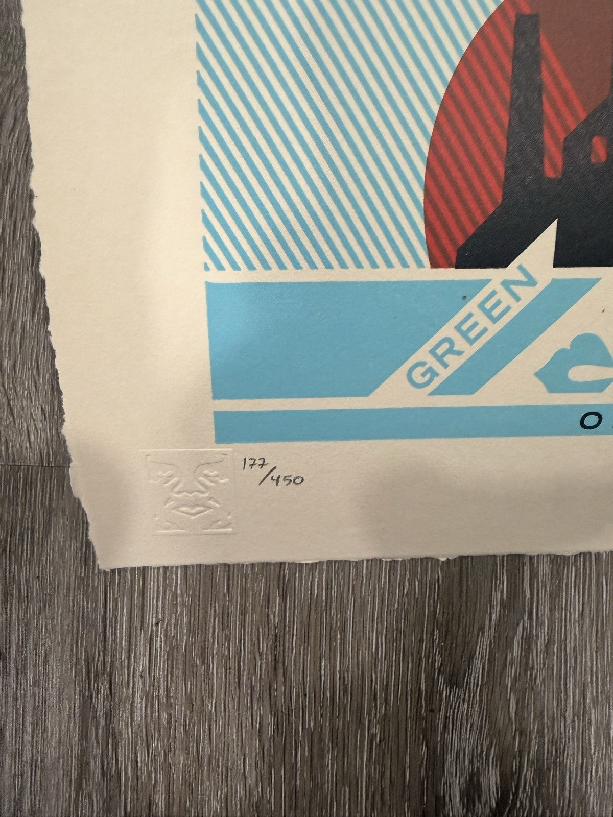 Shepard Fairey Green Power Factory Blue Signed Numbered 177/450 OBEY Print 2023