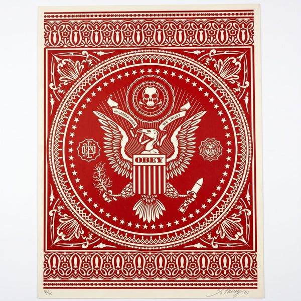 Shepard Fairey Presidential Seal Red Signed Screen Print 189/300 OBEY Art Print