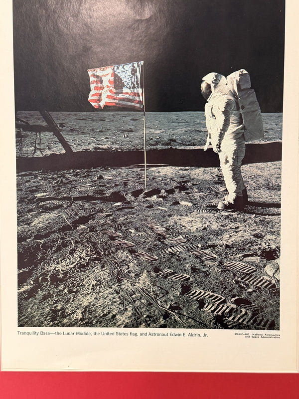 Buzz Aldrin Signed Book Page w/ Framed NASA Lunar Photo 69-HC-682 Zarelli LOA