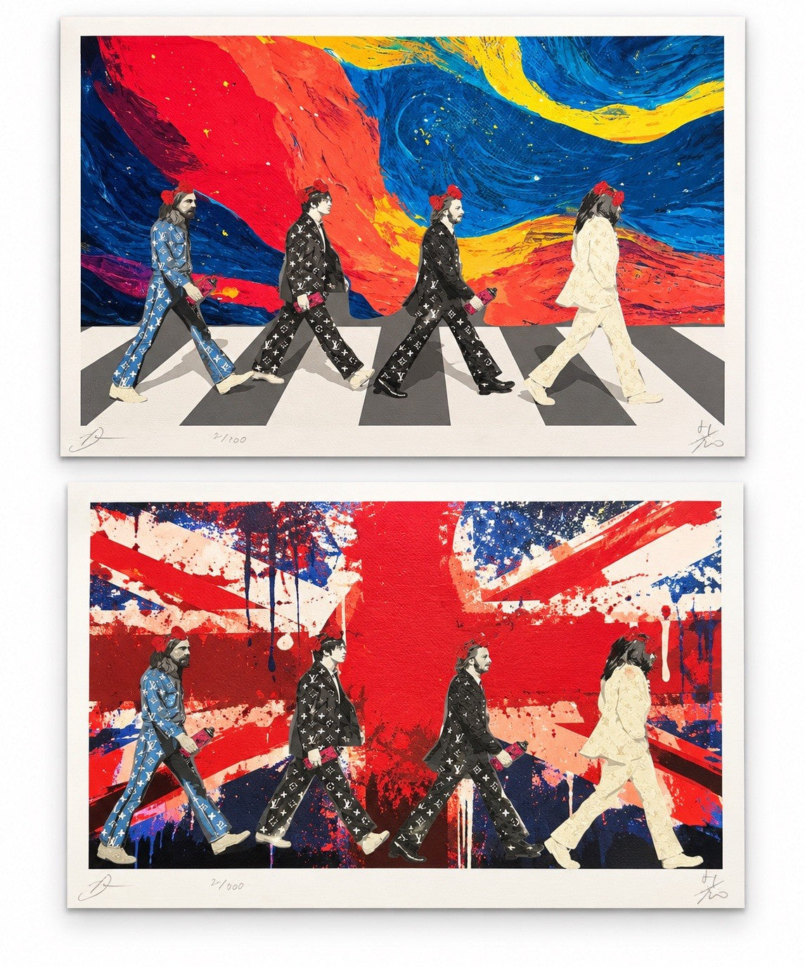 DEATH NYC Beatles Abbey Road Set 2 Prints LV Union Jack Creation of Adam 1/100