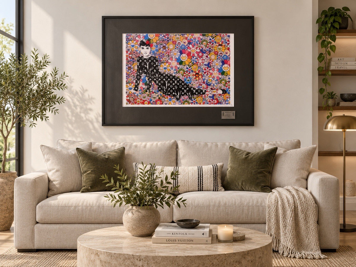 Death NYC Audrey Hepburn LV Murakami Flowers Signed 2020 Framed Pop Art