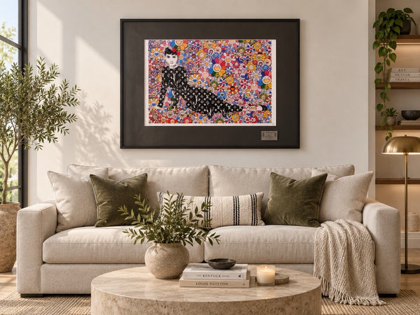 Death NYC Audrey Hepburn LV Murakami Flowers Signed 2020 Framed Pop Art