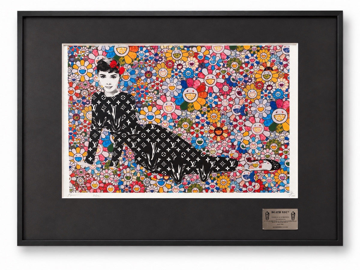 Death NYC Audrey Hepburn LV Murakami Flowers Signed 2020 Framed Pop Art
