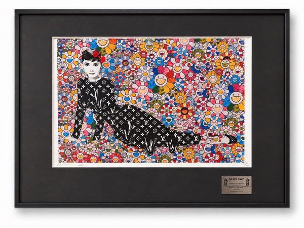 Death NYC Audrey Hepburn LV Murakami Flowers Signed 2020 Framed Pop Art