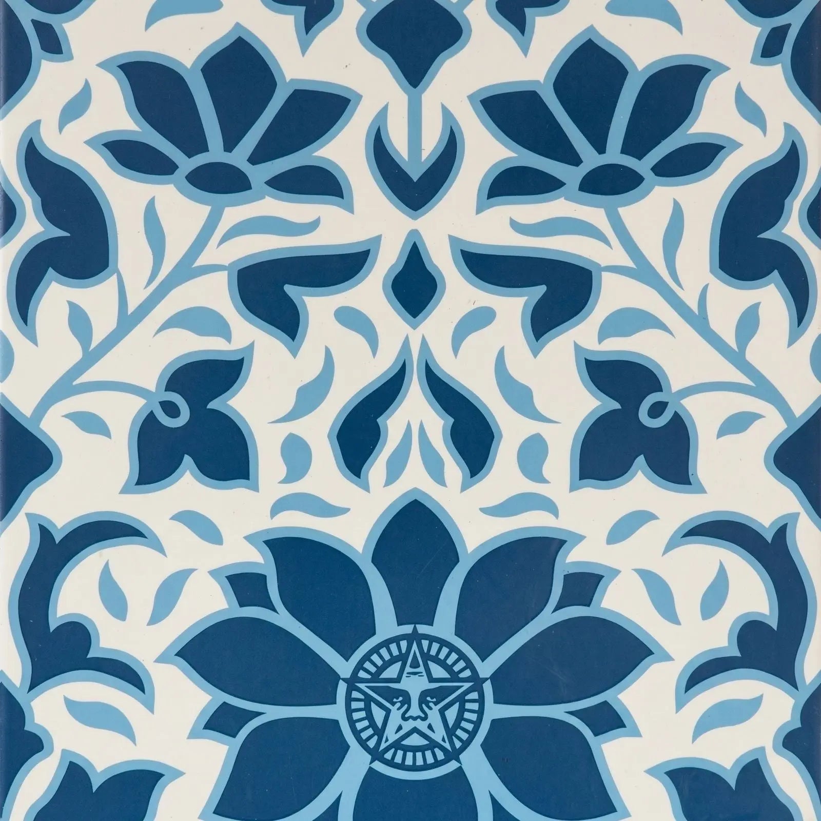 Shepard Fairey Signed Deco Floral Pattern (Blue) S/N Rare