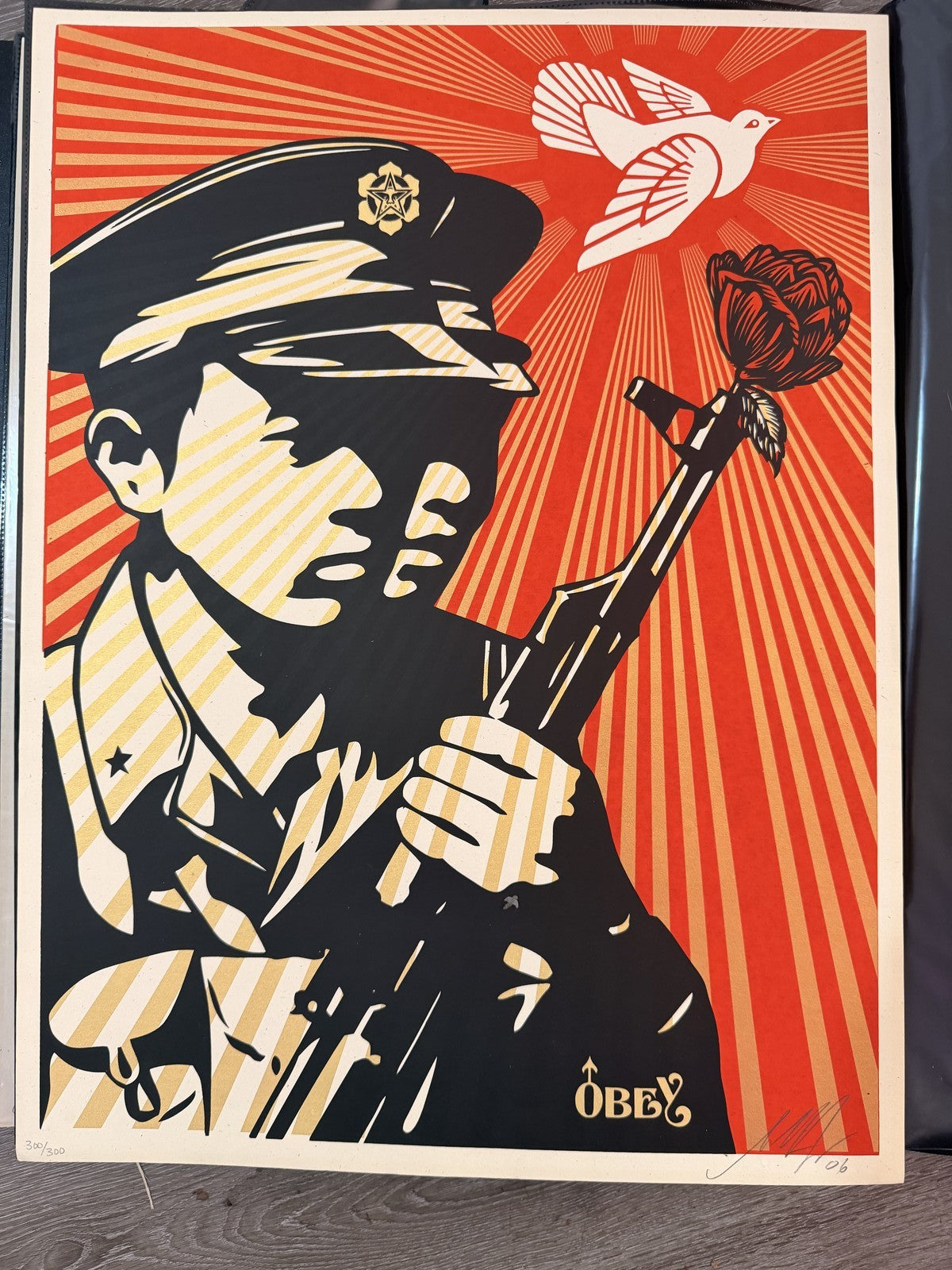 Shepard Fairey Chinese Soldiers 2 Signed Numbered 300/300 Gold 2006 OBEY Print