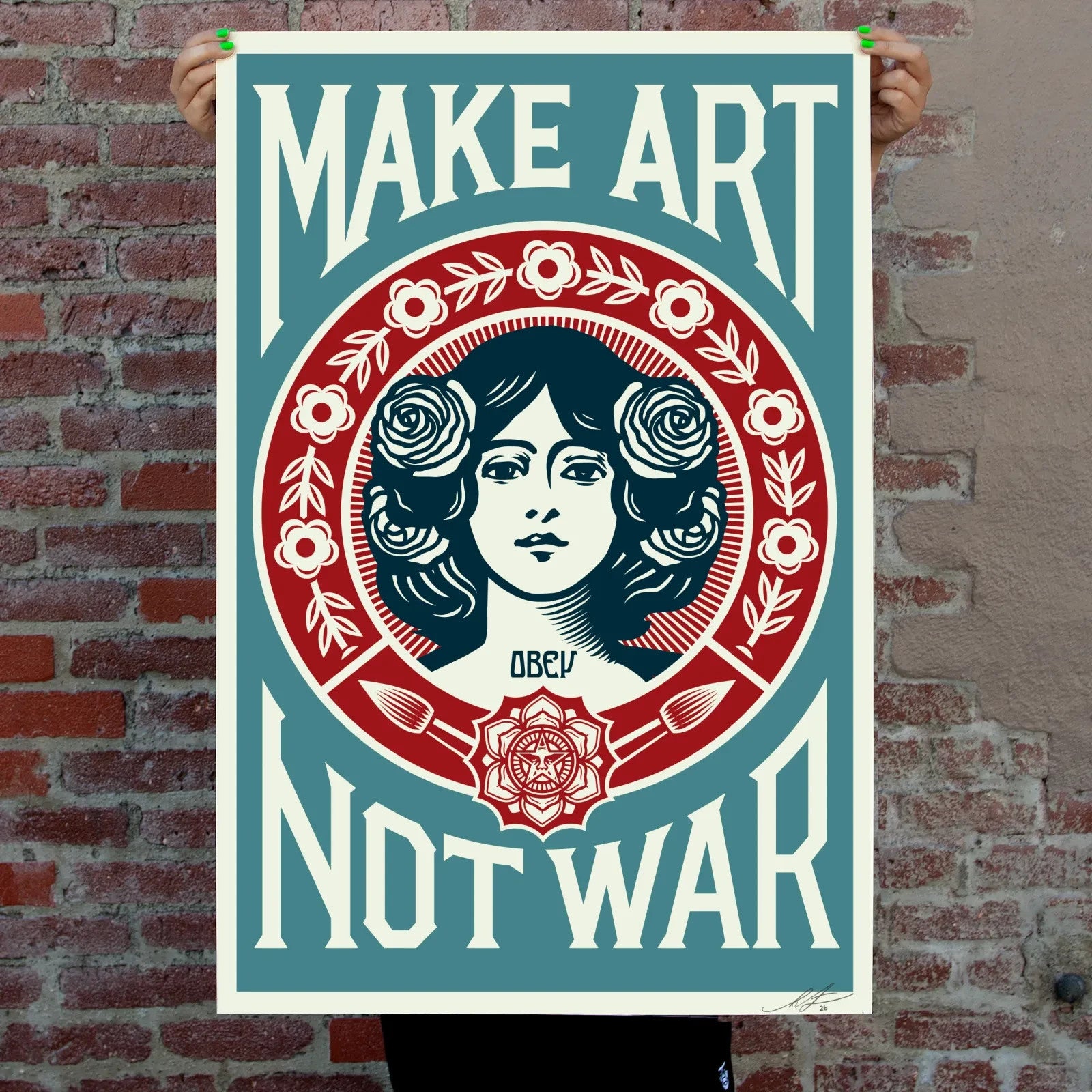 Shepard Fairey Make Art Not War 24x36 Signed OBEY Giant Offset Lithograph — listing photograph 1
