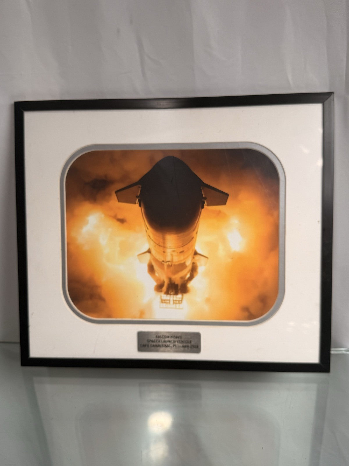 SpaceX Starship Launch Photo Metal Display Panel Riveted Spacecraft Frame