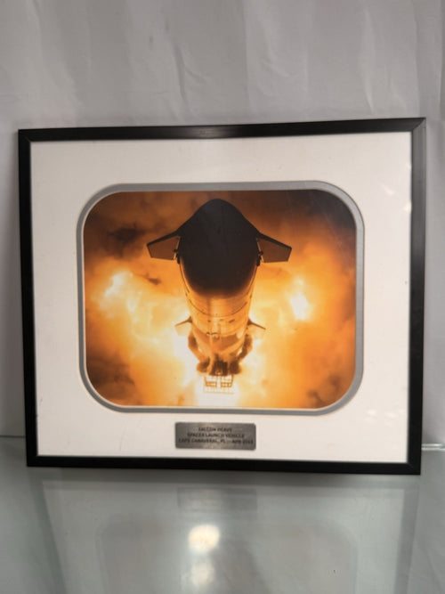 SpaceX Starship Launch Photo Metal Display Panel Riveted Spacecraft Frame