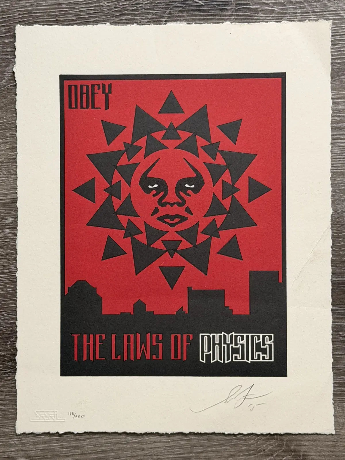 Shepard Fairey OBEY The Laws of Physics Signed Numbered Letterpress 113/200 2005