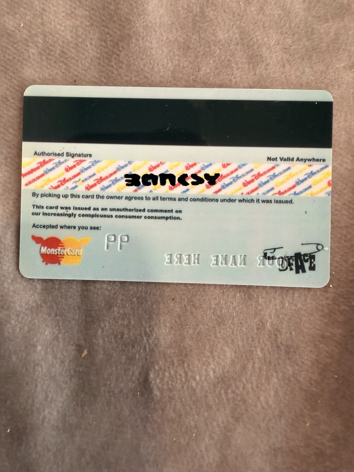 D*Face x Banksy "American Depress" Faux Credit Card Art, Dismaland 2015, Framed