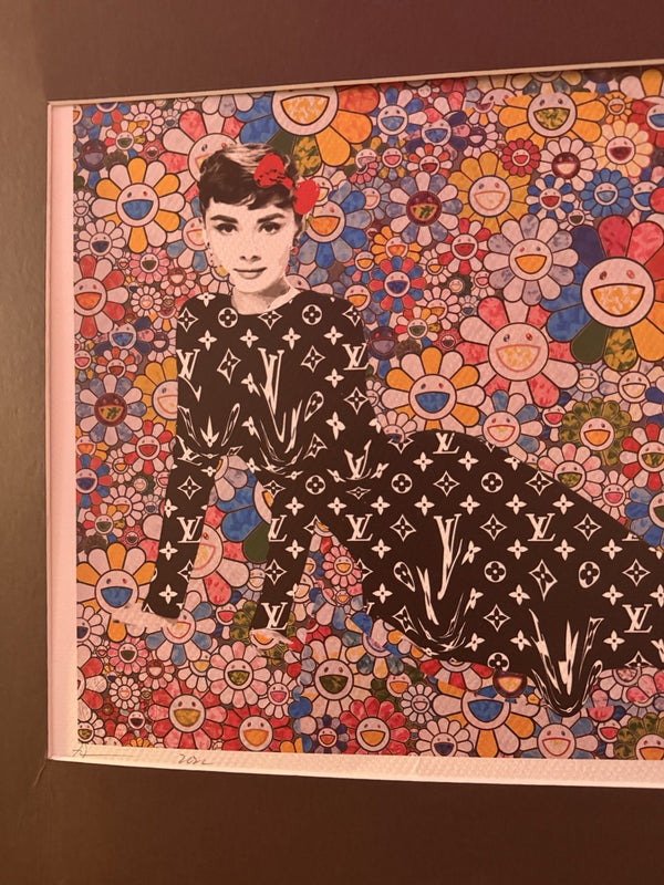 Death NYC Audrey Hepburn LV Murakami Flowers Signed 2020 Framed Pop Art