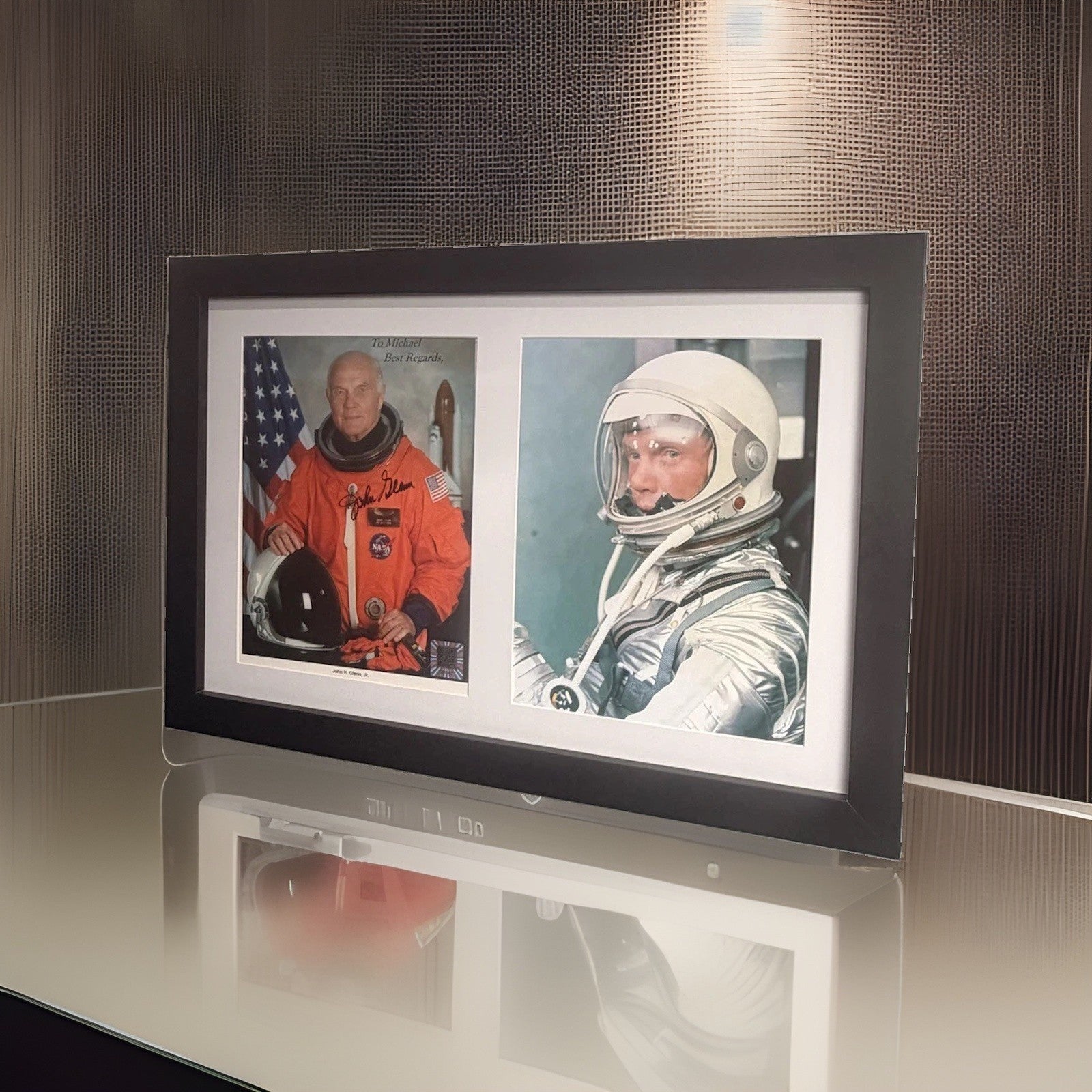 John Glenn Signed Autographed Photo Display JSA NASA Mercury Astronaut Framed