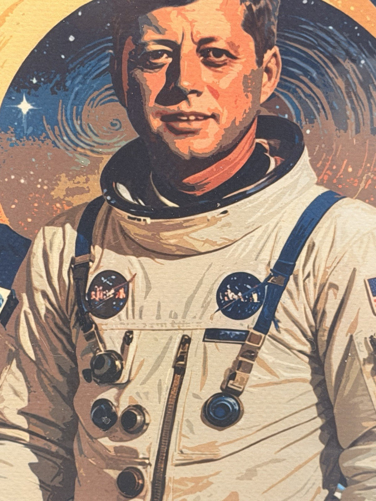DEATH NYC JFK Astronaut NASA Pop Art Print Signed 1/250 Blue Acrylic Frame 16x12